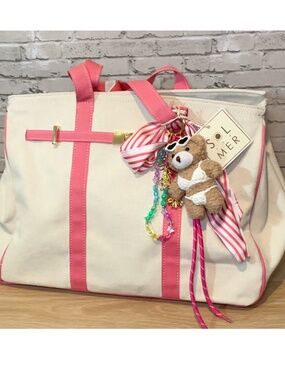 NWT  Pink Sol & Mer "Boatkin" canvas tote